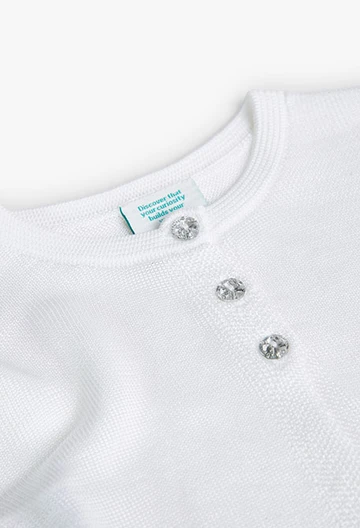 Tricotage-Jacke für Baby-Mädchen, in Farbe Weiß