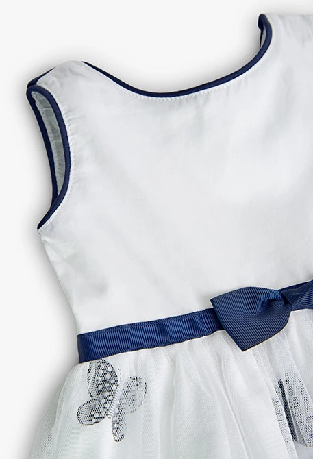Baby boy's combined satin dress in white