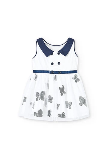 Baby boy\'s combined satin dress in white