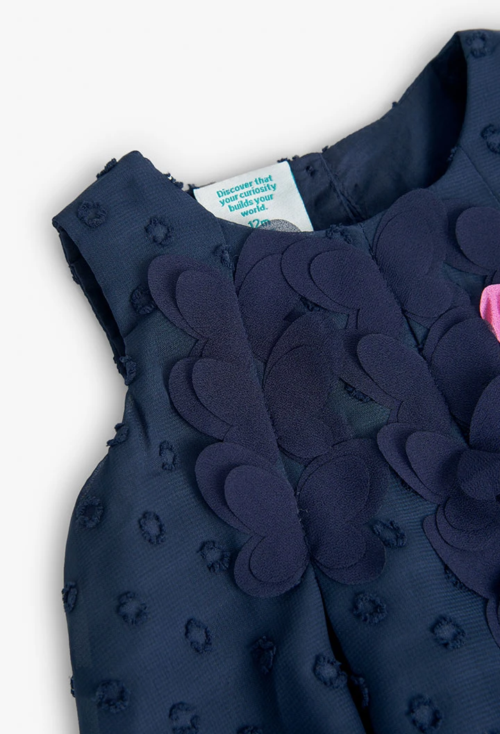 Robe en mousseline de soie bleu marine pour bébé fille