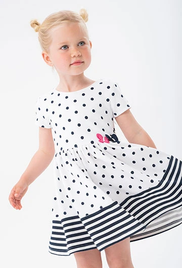 Strick-Kleid Relief, mit Aufdruck, für Baby-Mädchen