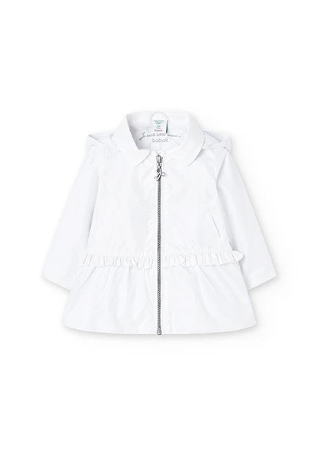 Baby girl's technical fabric parka in white