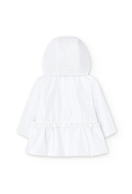 Baby girl's technical fabric parka in white