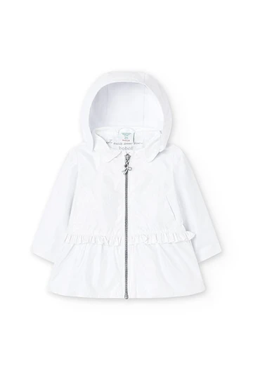 Baby girl\'s technical fabric parka in white