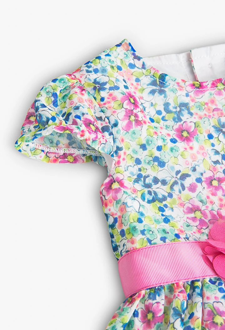 Vestido de musselina com estampado floral de bebé menina