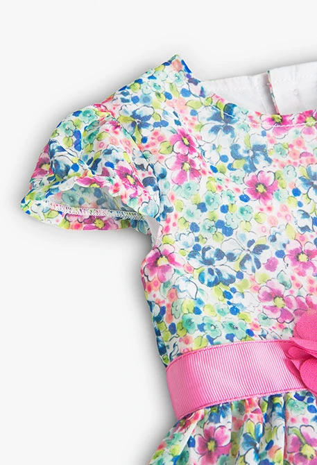 Vestido de gasa con estampado floral de bebé niña