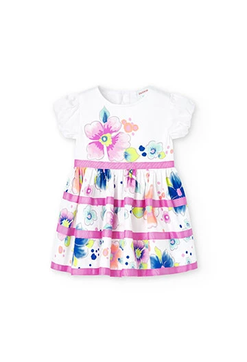 Satin-Kleid, für Baby-Mädchen, in Farbe Weiß