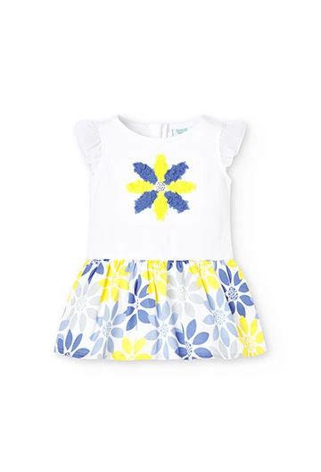 Satin-Kleid kombiniert, für Baby-Mädchen, in Farbe Weiß