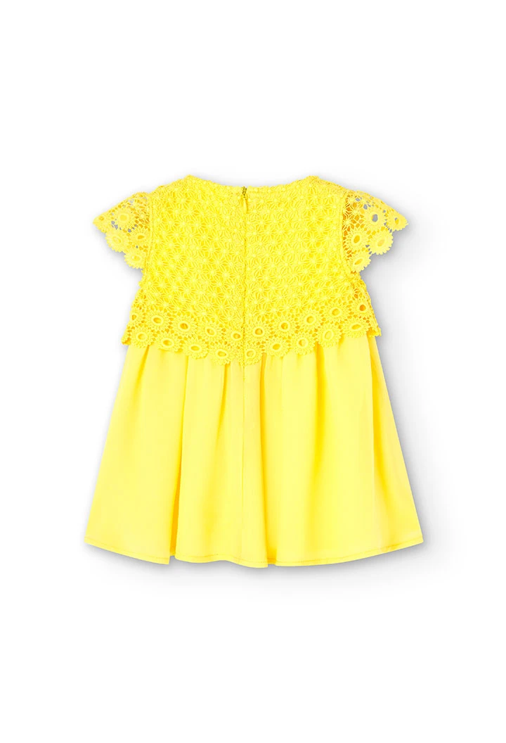 Guipure-Kleid kombiniert, für Baby-Mädchen, in Farbe Gelb