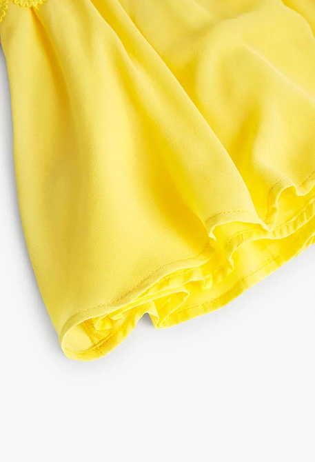 Baby girl's combined guipure dress in yellow