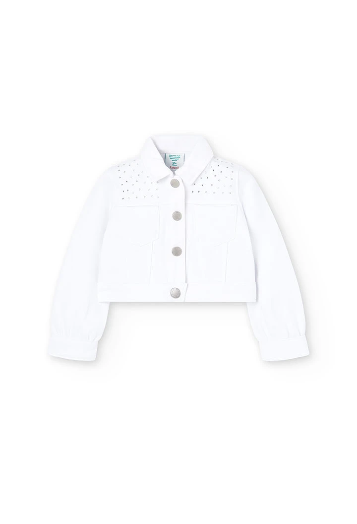 Baby girl\'s blunt knit jacket in white