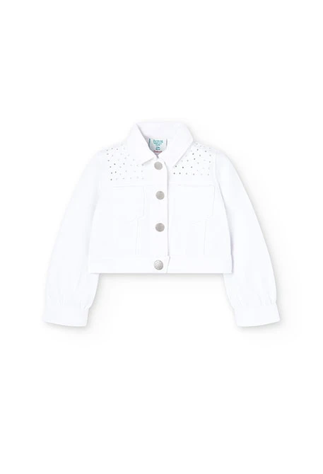 Baby girl's blunt knit jacket in white