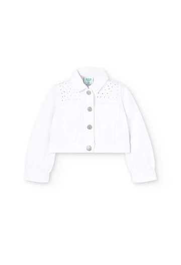 Baby girl\'s blunt knit jacket in white
