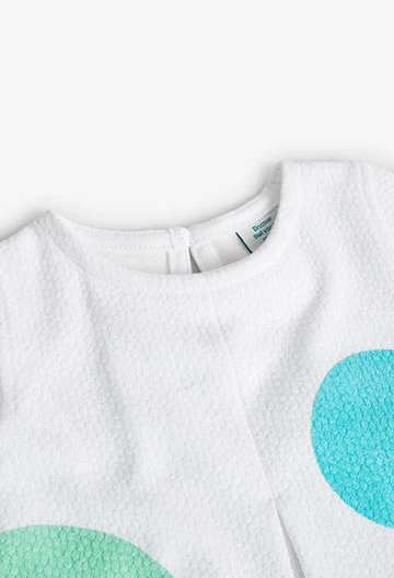 Strick-Kleid Relief, mit Tupfen  für Baby-Mädchen, in Farbe Weiß