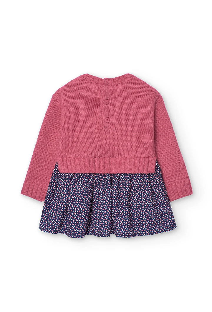 Jerseykleid für Baby-Mädchen mit Blumenmuster in Rosa