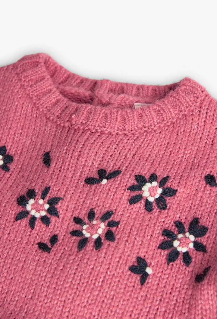 Jerseykleid für Baby-Mädchen mit Blumenmuster in Rosa