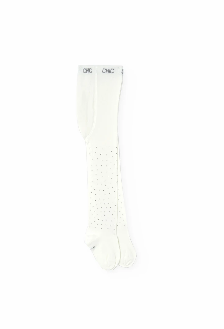 Collant en coton pour bébé fille de couleur blanche