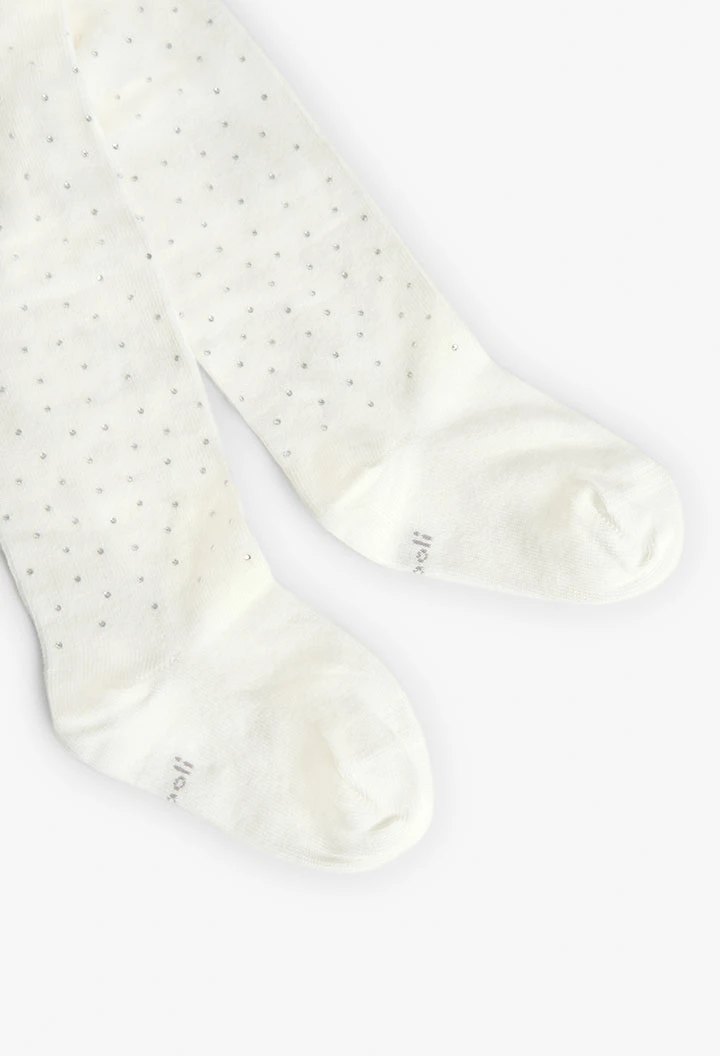 Cotton tights for baby girl in white colour