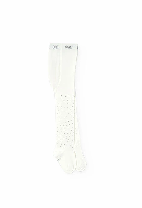 Cotton tights for baby girl in white colour