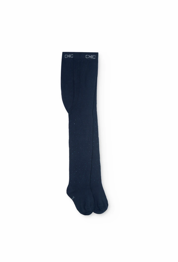 Cotton tights for baby girl in navy blue