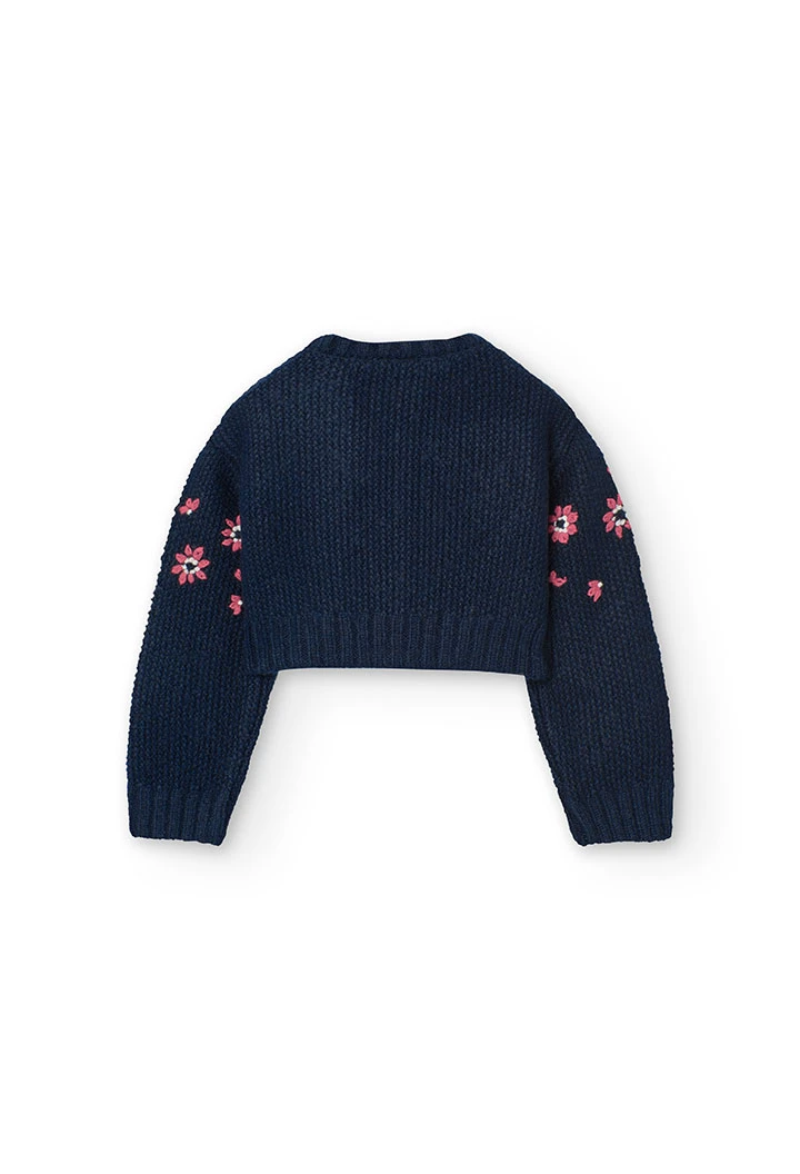 Knitted jacket for baby girl in navy blue