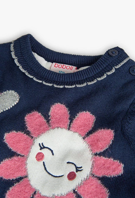 Robe en tricot pour bébé fille en bleu marine