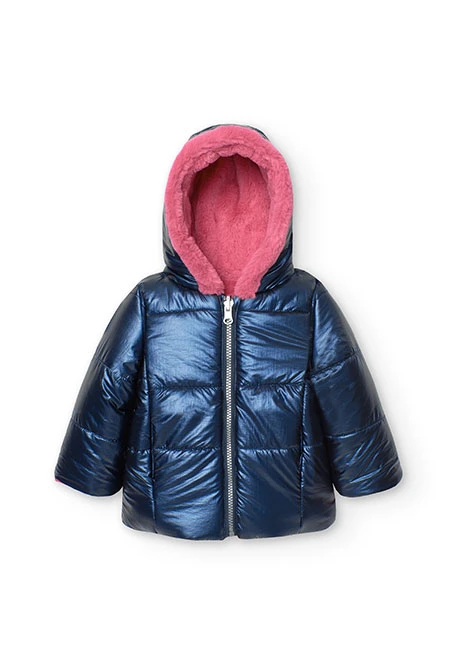 Parka reversible per a nadó nena en blau marí