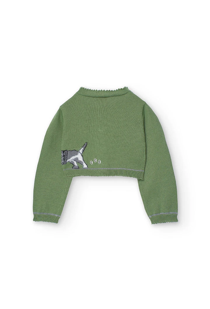 Knitted jacket for baby girl in green