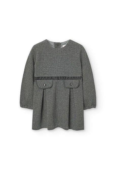 Robe en coton pour bébé fille en gris chiné