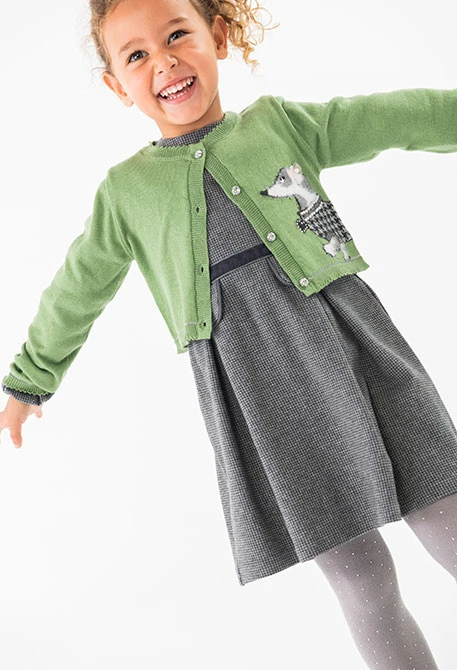 Robe en coton pour bébé fille en gris chiné