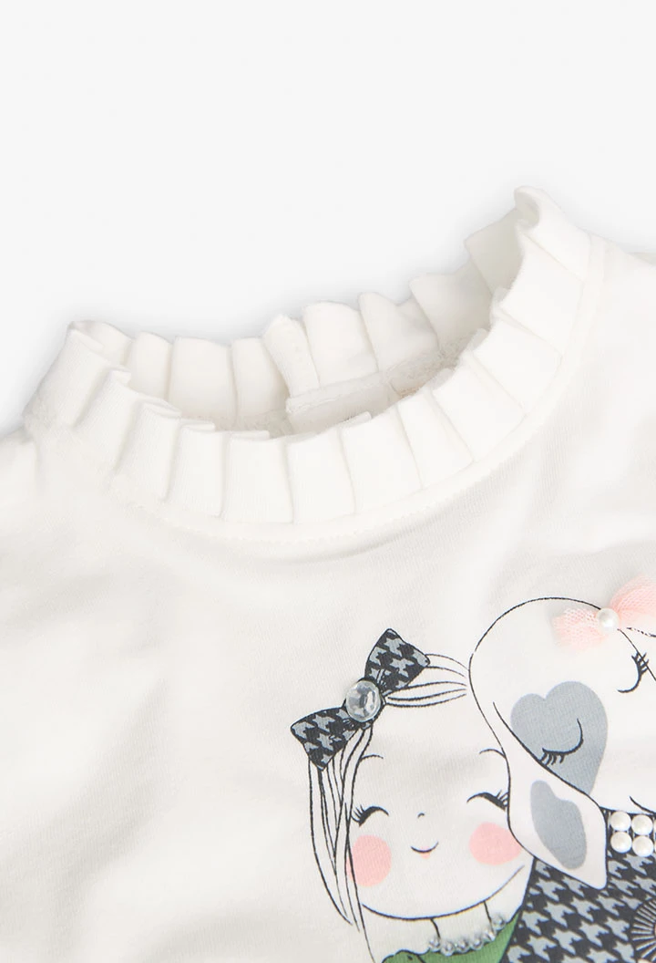 Camiseta de bebé niña en color blanco con estampado