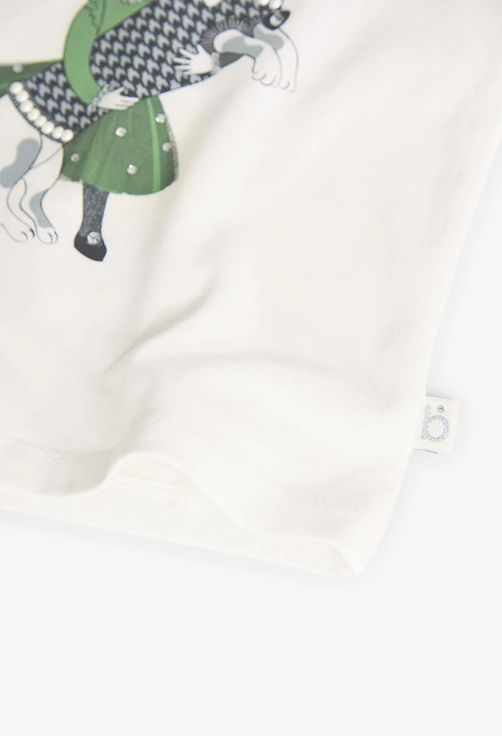 Camiseta de bebé menina em branco com estampado