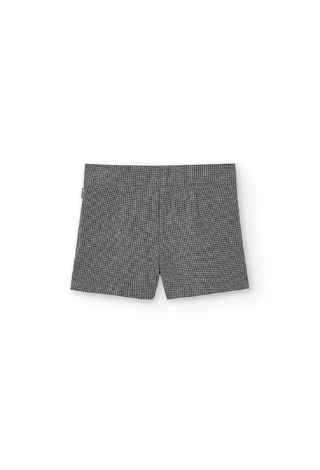 Girls\' houndstooth Bermuda shorts in grey