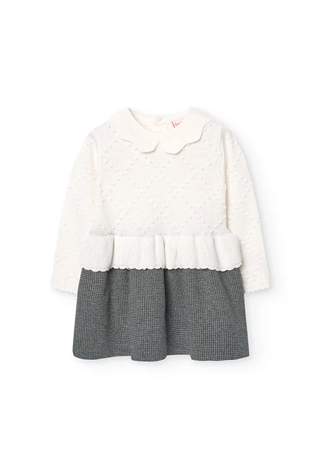 Combined dress for baby girl in white