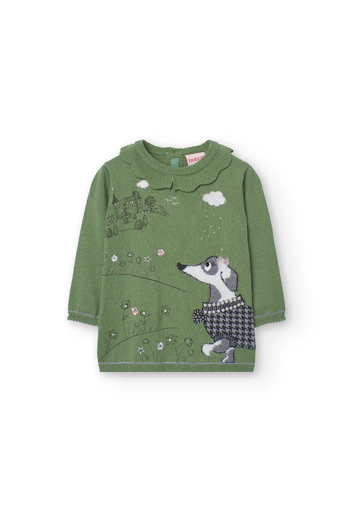 Robe en tricot pour bébé fille en vert