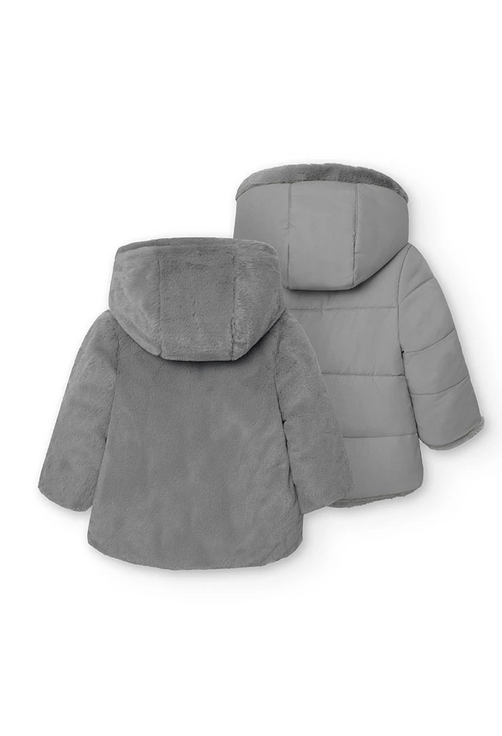 Parka reversible per a nadó nena en gris clar