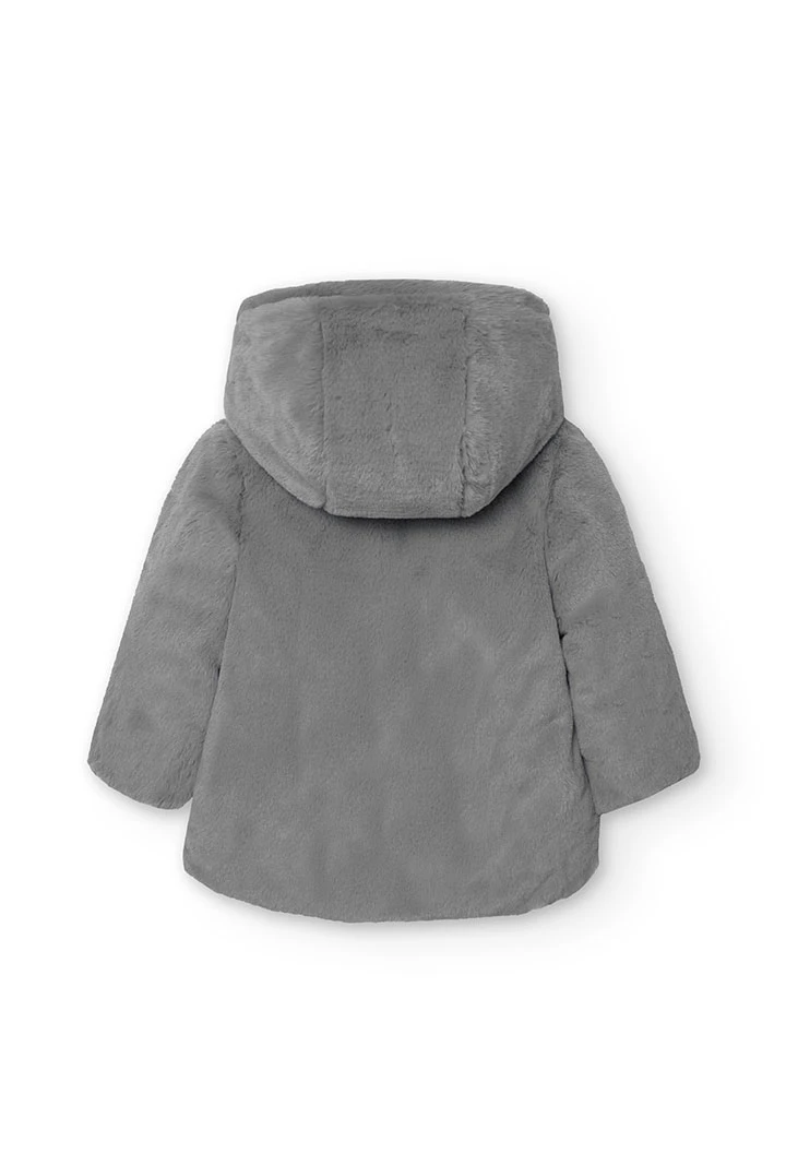 Parka reversible para bebé niña en gris claro