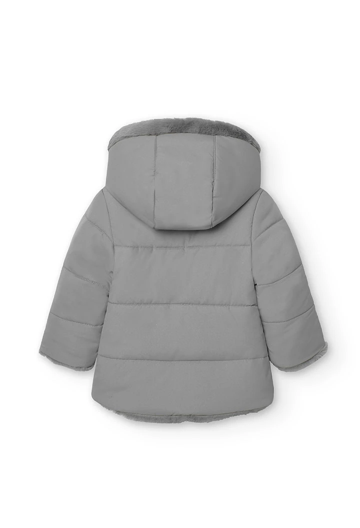 Parka reversible para bebé niña en gris claro