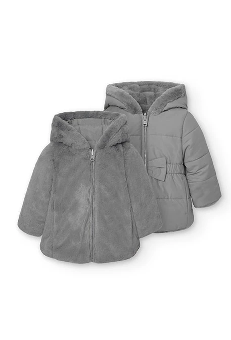 Parka reversible per a nadó nena en gris clar