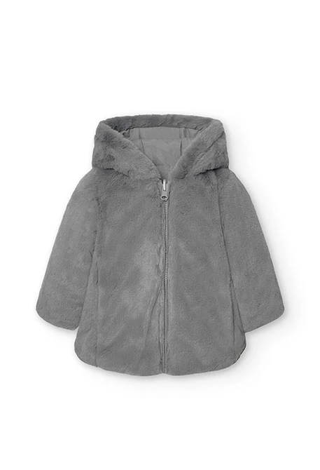 Parka reversible para bebé niña en gris claro