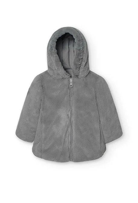 Parka reversible para bebé niña en gris claro