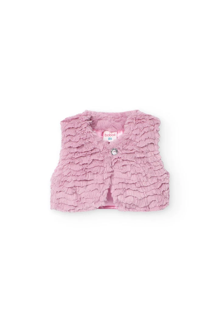 Pink faux fur vest for baby girl