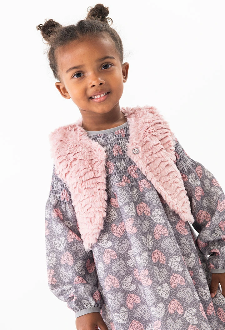 Gilet en fourrure pour bébé fille de couleur rose