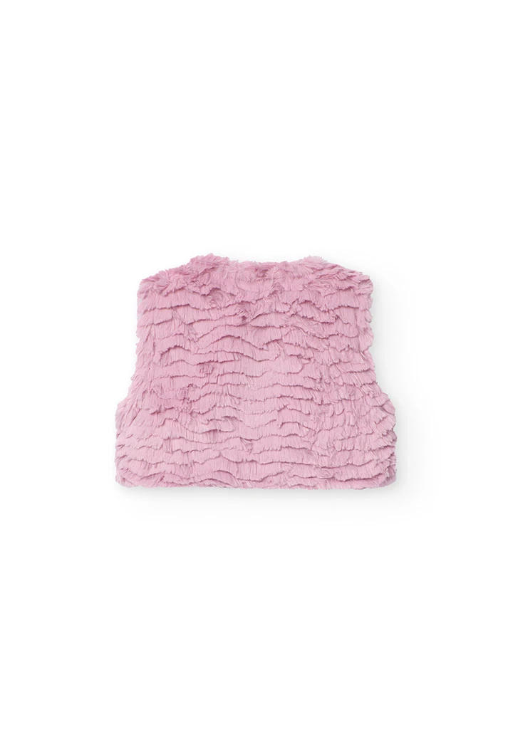 Gilet en fourrure pour bébé fille de couleur rose