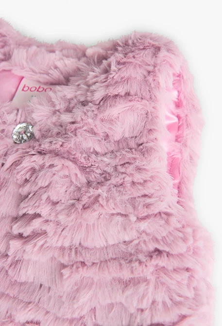 Gilet di pelliccia per neonato in colore rosa