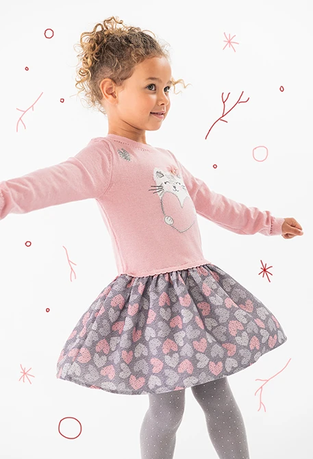 Vestido de tricô para bebé menina em rosa