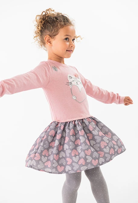 Robe en tricot pour bébé fille en rose