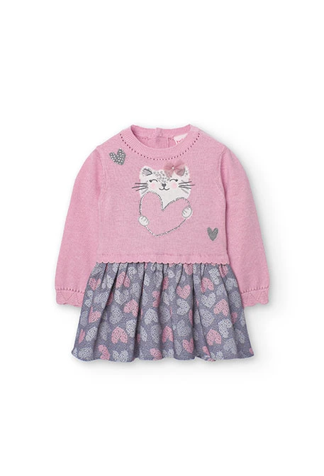 Robe en tricot pour bébé fille en rose