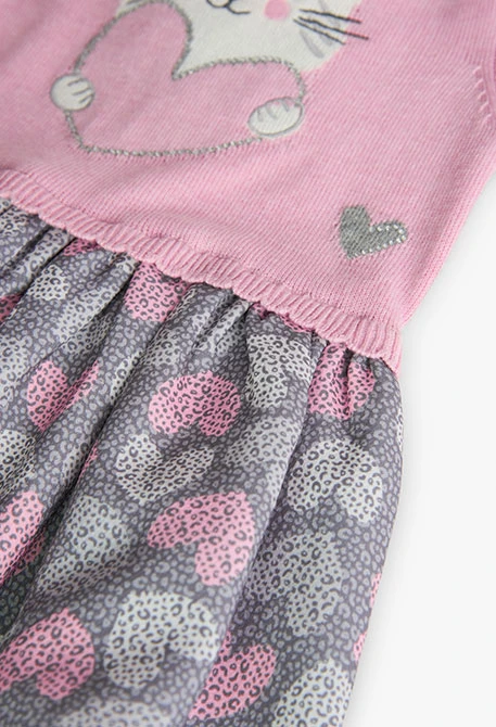 Vestido de tricotosa para bebé niña en rosa