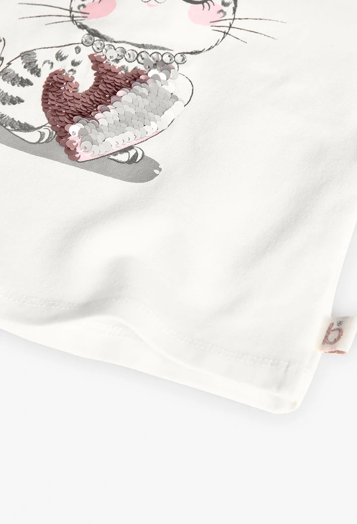 T-shirt en coton pour bébé fille en blanc